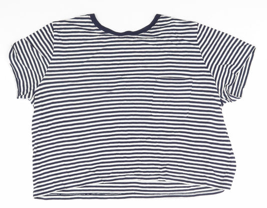 H&M Womens White Striped  Basic T-Shirt Size M