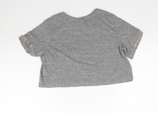 Topshop Womens Grey   Cropped T-Shirt Size 4