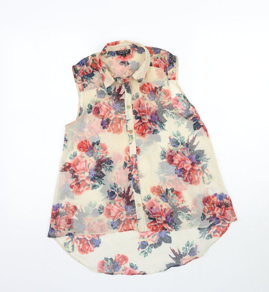 Topshop Womens Multicoloured Floral  Basic Button-Up Size 6