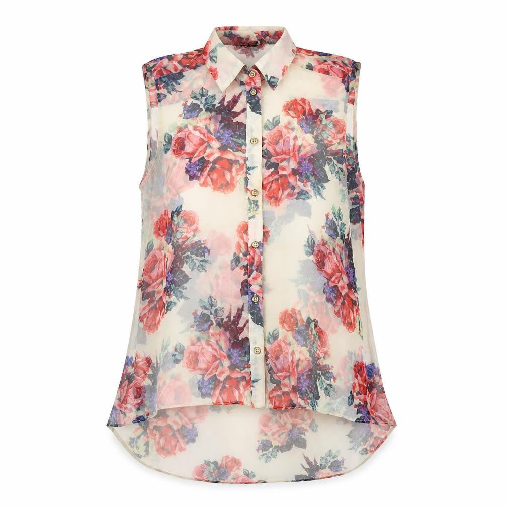 Topshop Womens Multicoloured Floral  Basic Button-Up Size 6