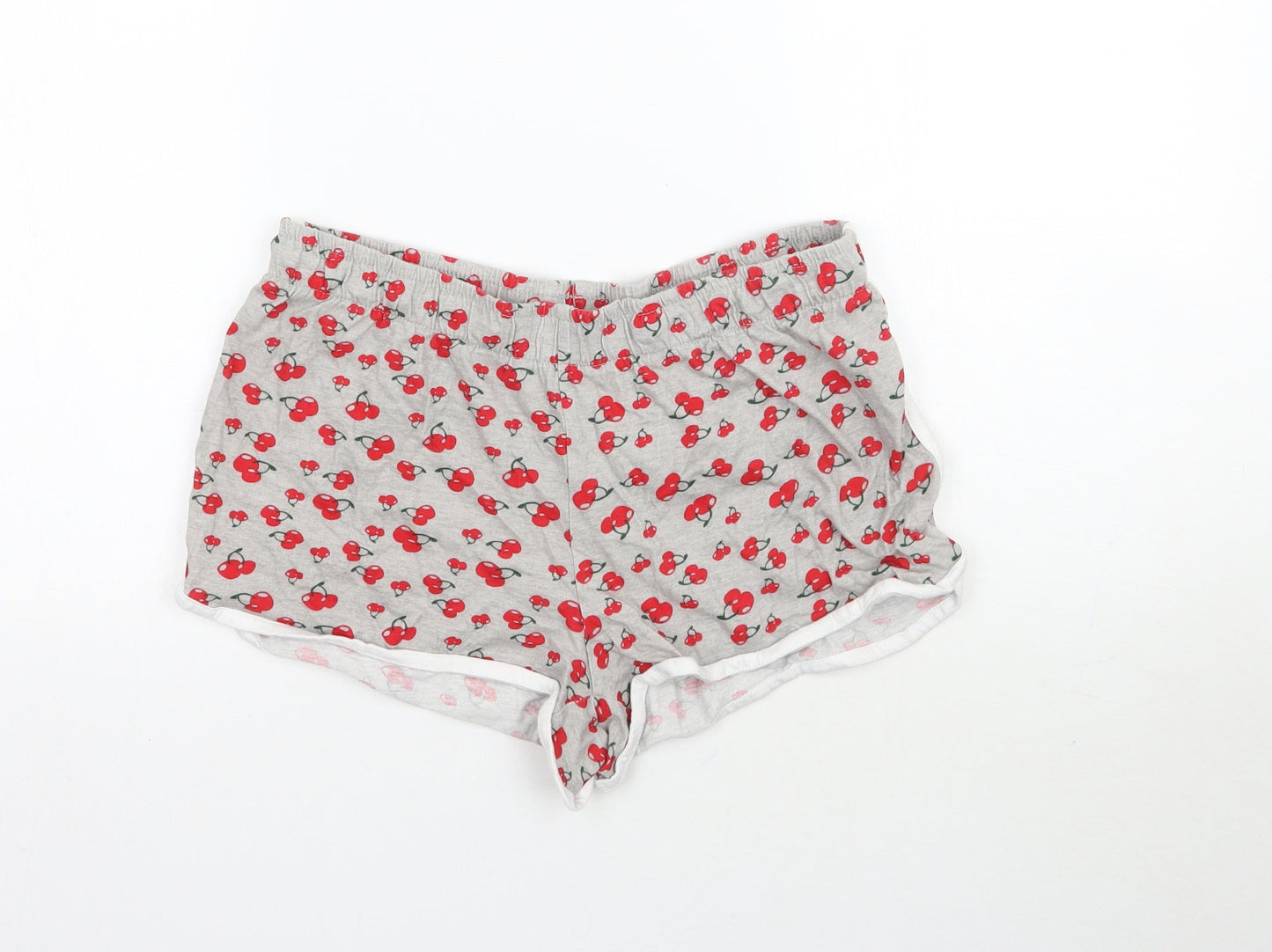 Primark Womens Grey   Sweat Shorts Size 12 - Cherry Print
