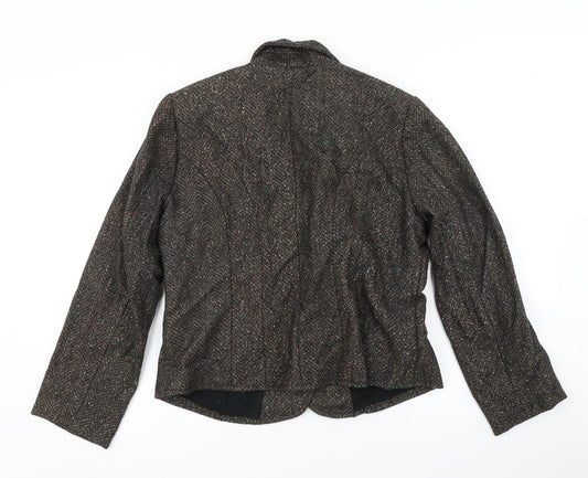 Adini Womens Brown Herringbone  Jacket Blazer Size L