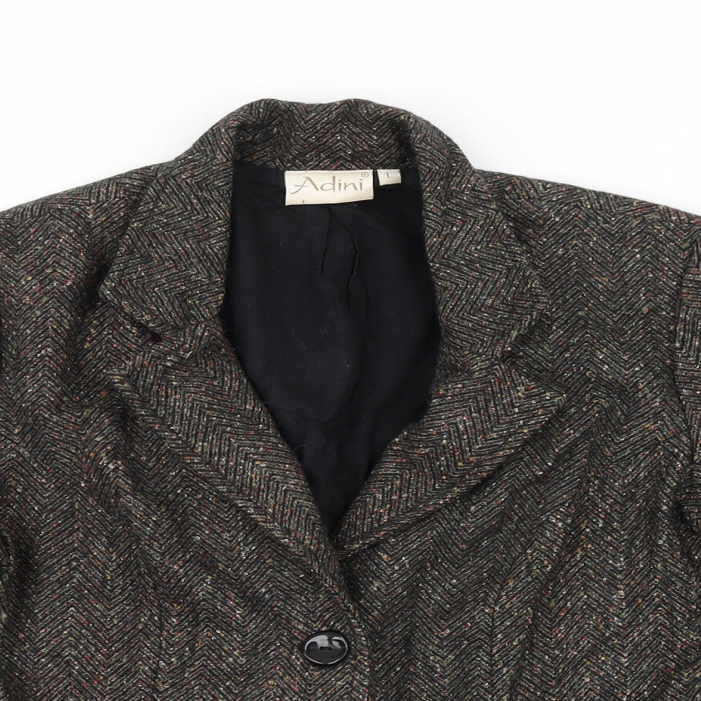 Adini Womens Brown Herringbone  Jacket Blazer Size L