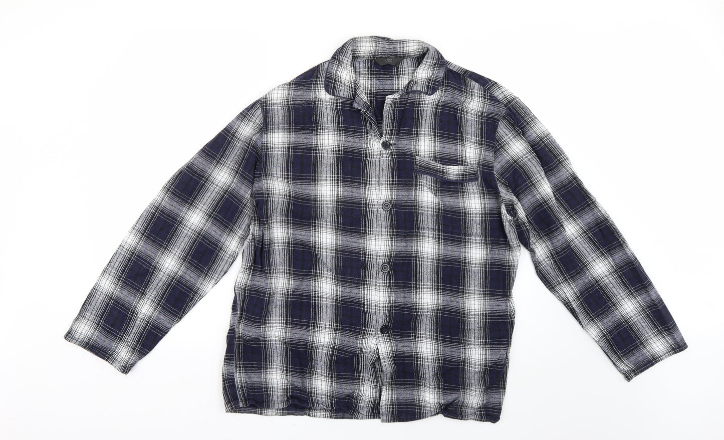Marks and Spencer Mens Blue Check   Button-Up Size M