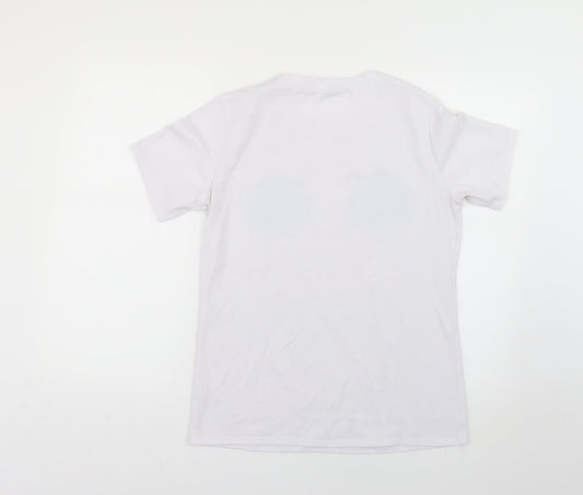 fearless clothing Womens White Geometric  Basic T-Shirt Size 14