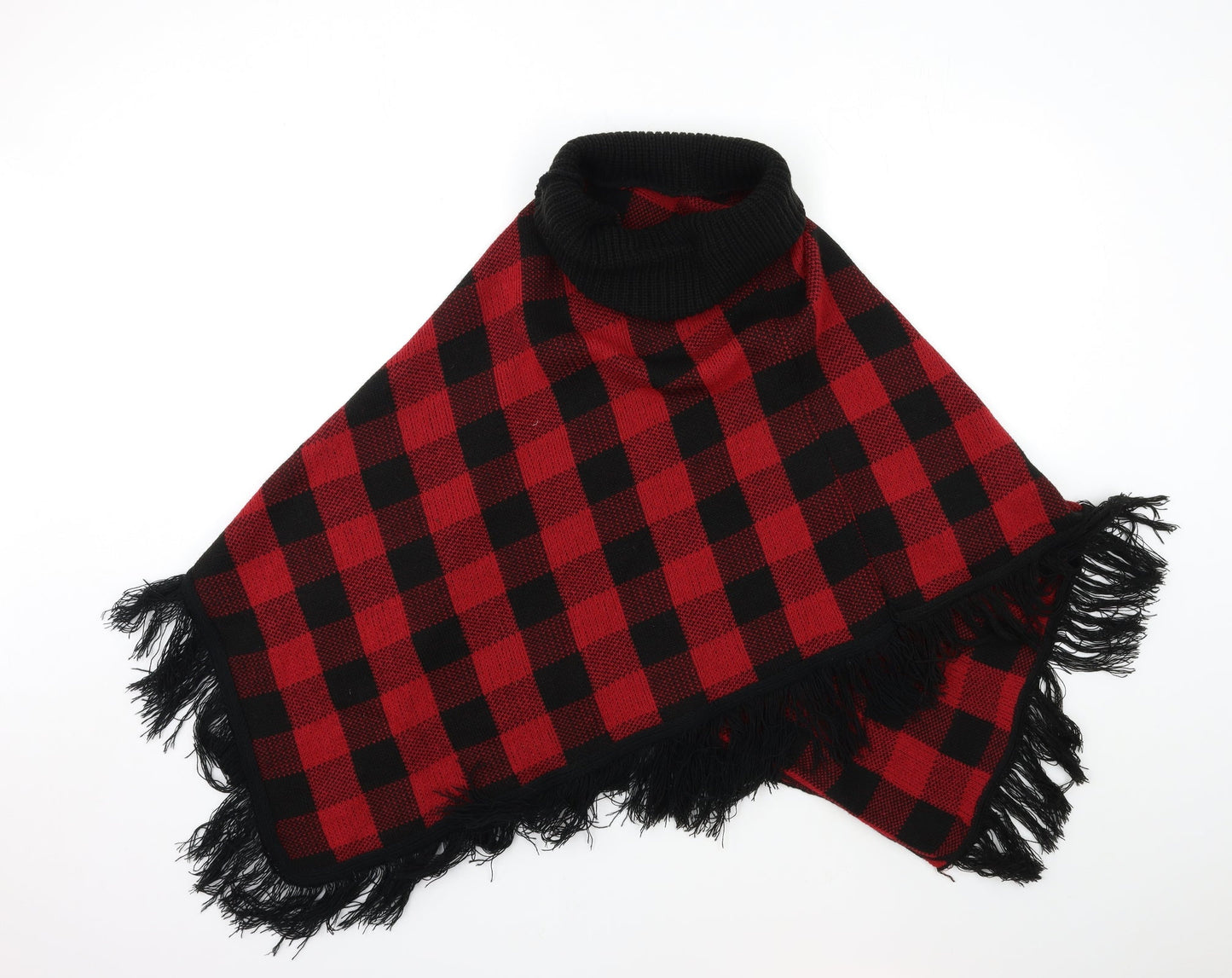 Preworn Womens Red Check Knit Pullover Jumper One Size
