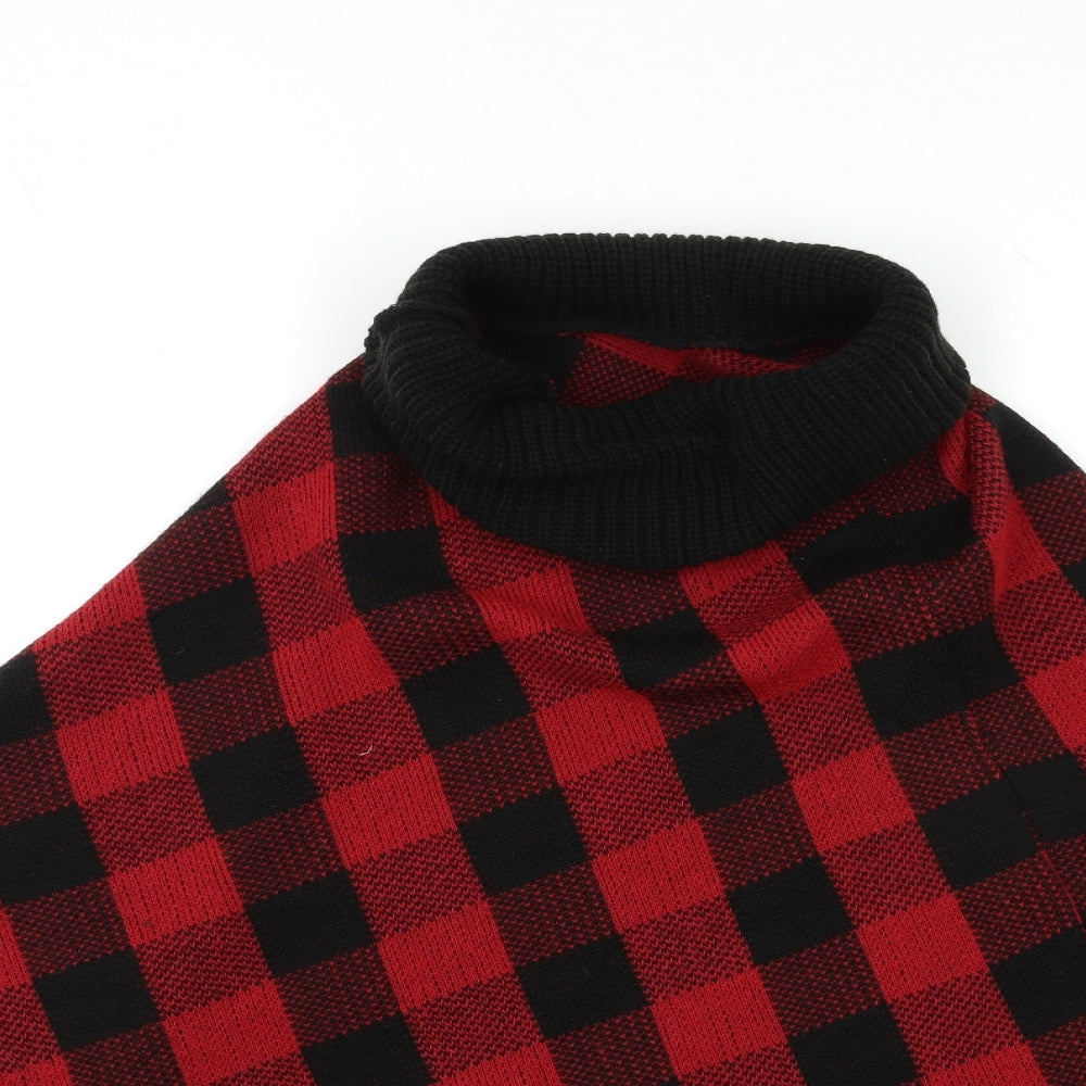 Preworn Womens Red Check Knit Pullover Jumper One Size