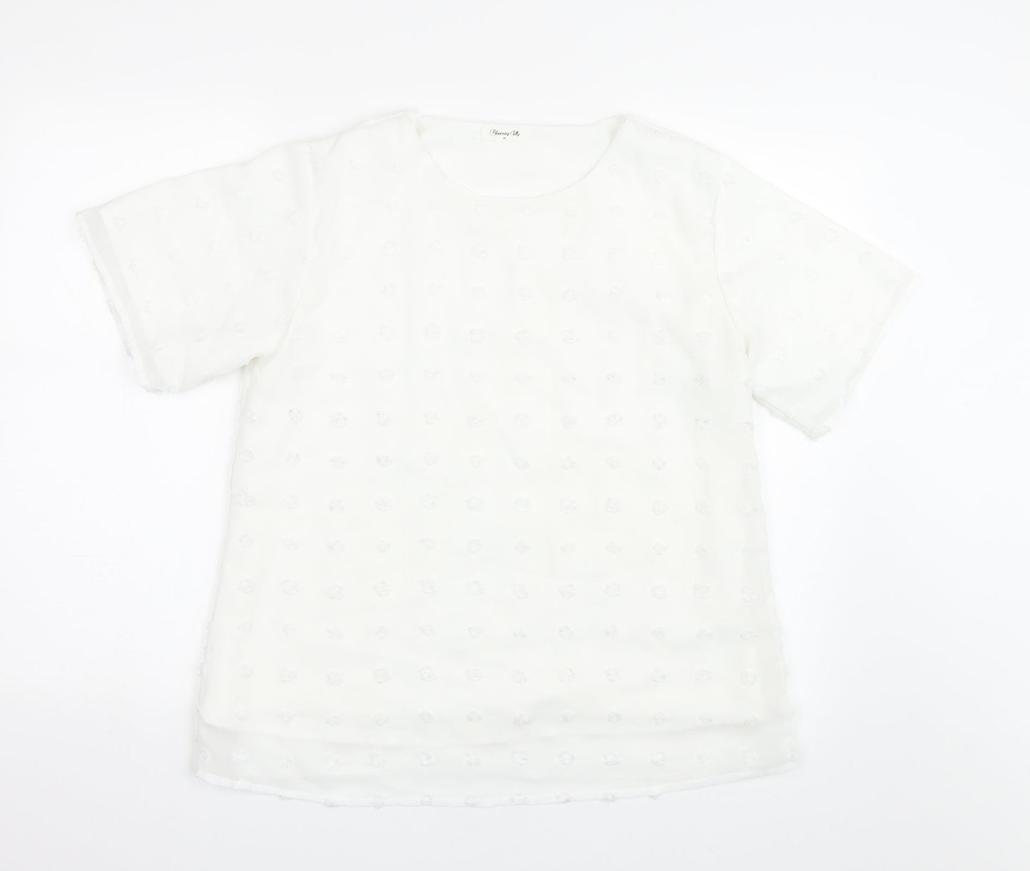Bloomin Jelly Womens White Polka Dot  Basic T-Shirt Size M