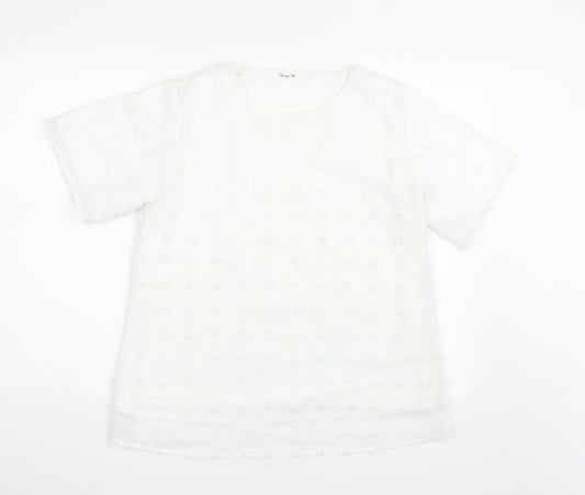 Bloomin Jelly Womens White Polka Dot  Basic T-Shirt Size M