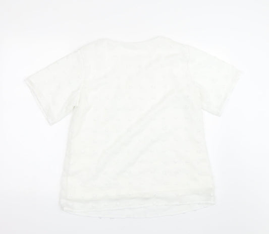 Bloomin Jelly Womens White Polka Dot  Basic T-Shirt Size M