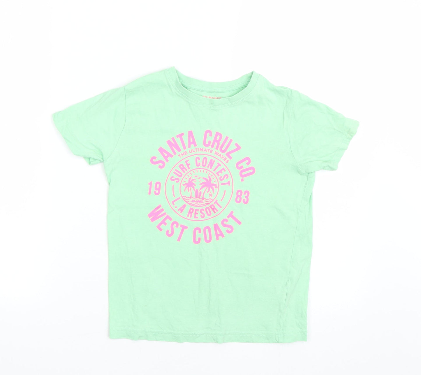 Primark Girls Green   Basic T-Shirt Size 7-8 Years  - summer