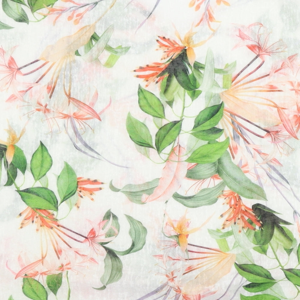 Preworn  Womens White Floral  Basic Blouse Size 14