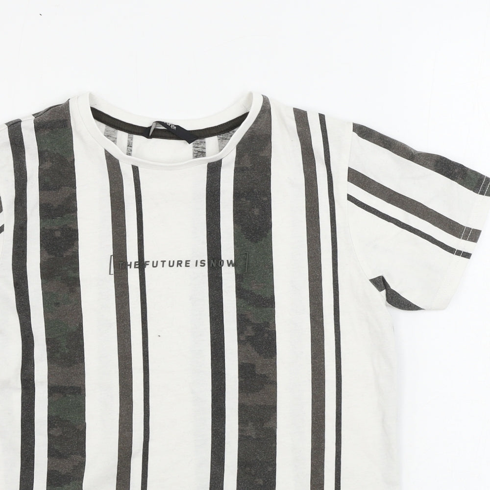 Gerorge  Boys White Striped  Basic T-Shirt Size 10-11 Years