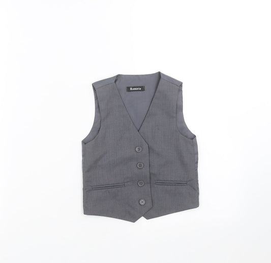 Romario Boys Grey   Jacket Waistcoat Size 2 Years