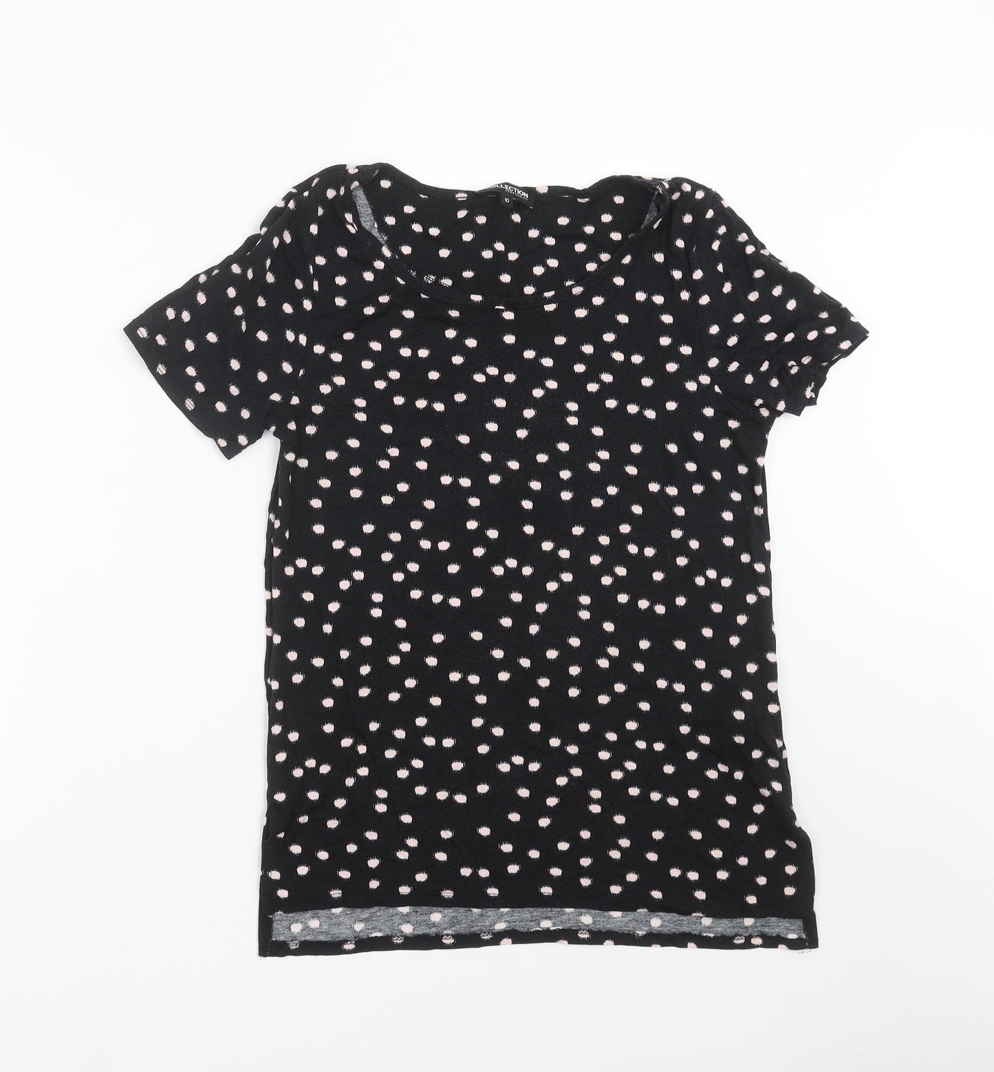 Debenhams Womens Black Polka Dot  Basic T-Shirt Size 10