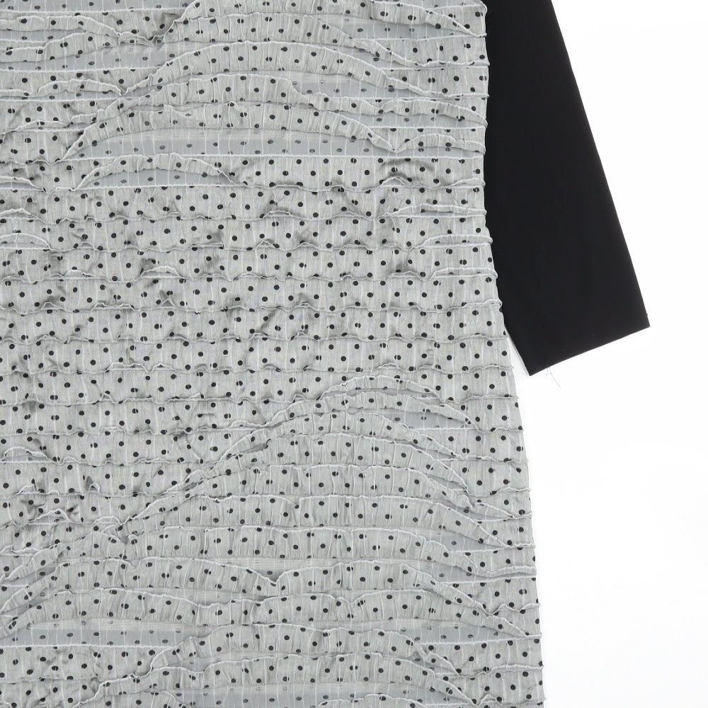 M&Co Womens Grey Polka Dot  Shift  Size 18