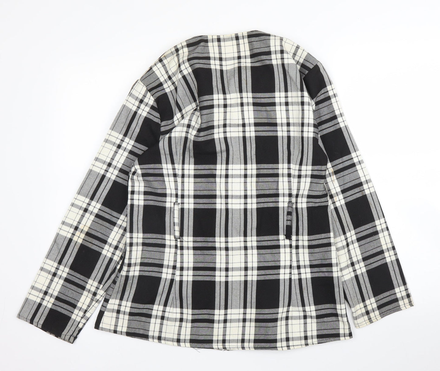 Preworn Womens Black Plaid  Jacket Blazer Size 12