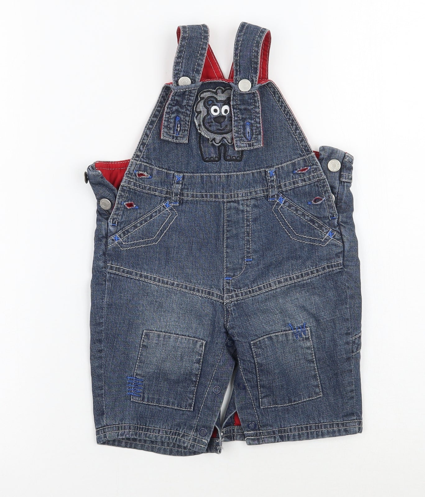Debenhams Boys Blue Striped  Dungaree One-Piece Size 0-3 Months