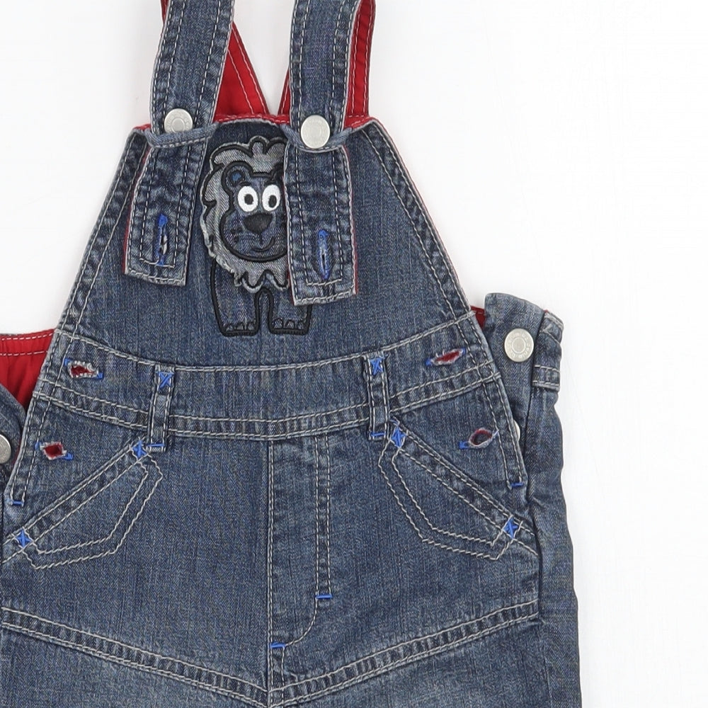 Debenhams Boys Blue Striped  Dungaree One-Piece Size 0-3 Months