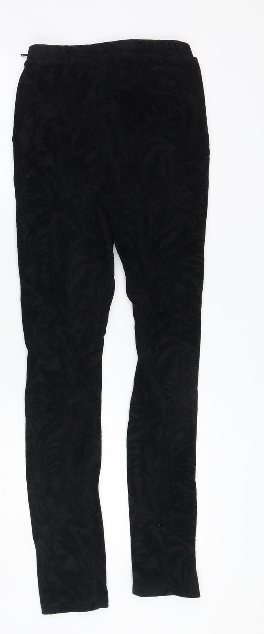 Topshop Womens Black Floral  Trousers  Size 8 L28 in