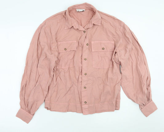 Topshop Womens Pink   Basic Button-Up Size 8