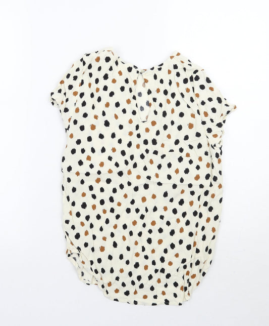 H&M Womens Beige Polka Dot  Basic Blouse Size 4