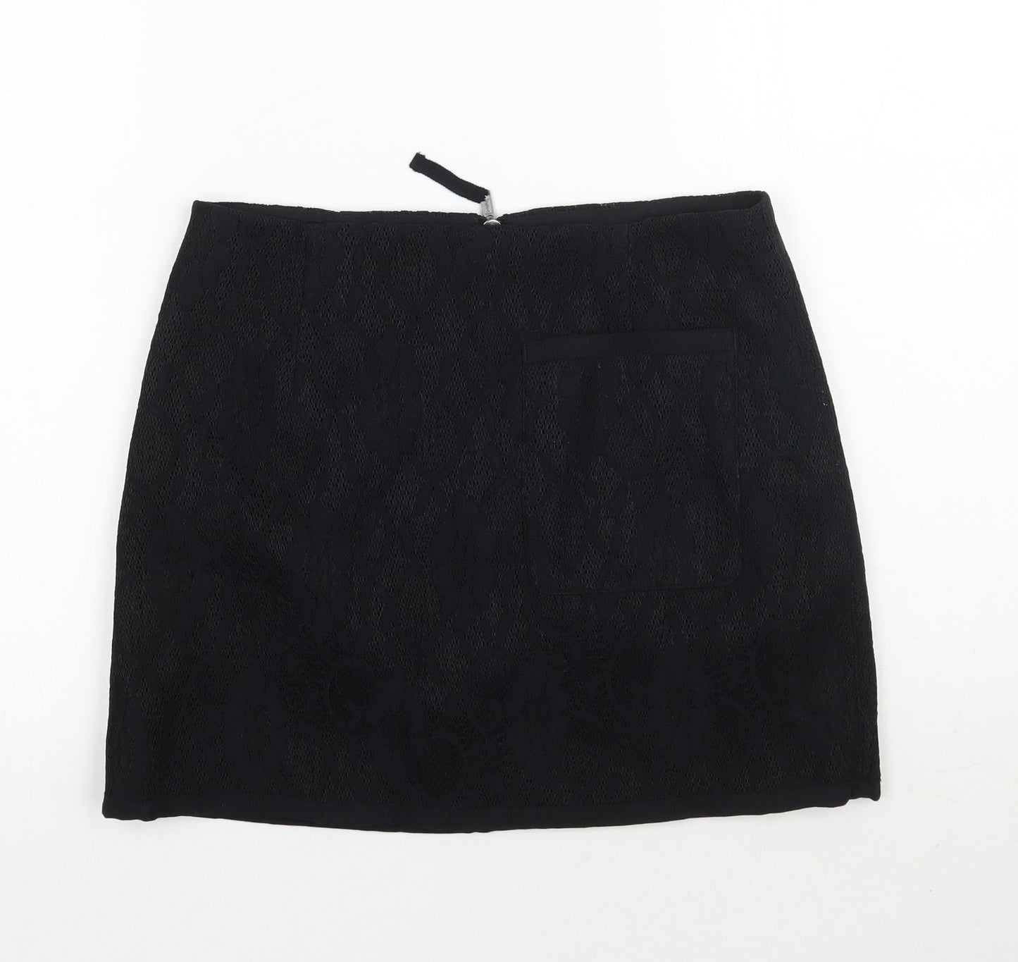 Topshop Womens Black  Rayon A-Line Skirt Size 10