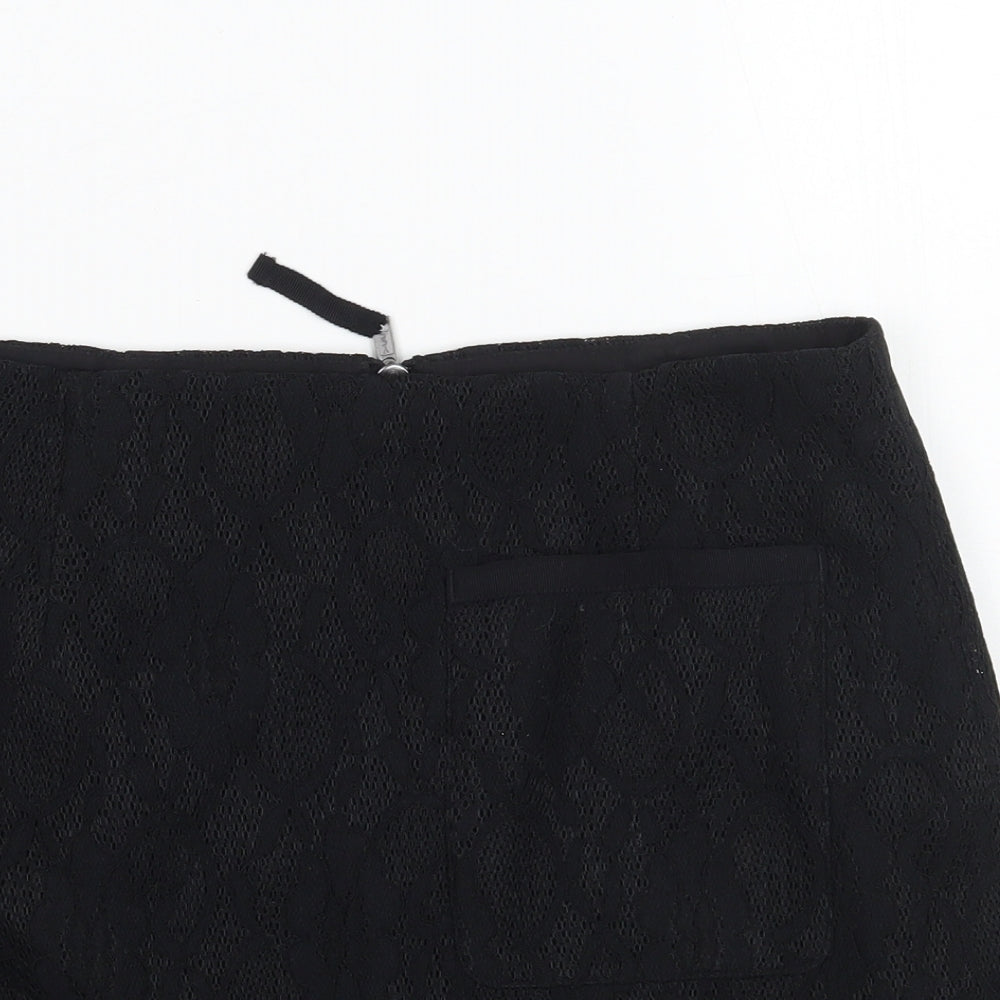 Topshop Womens Black  Rayon A-Line Skirt Size 10