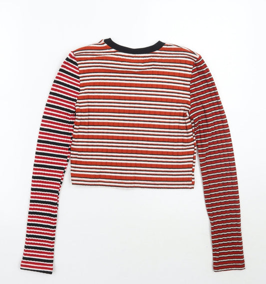 Topshop Womens Red Striped  Basic T-Shirt Size 6