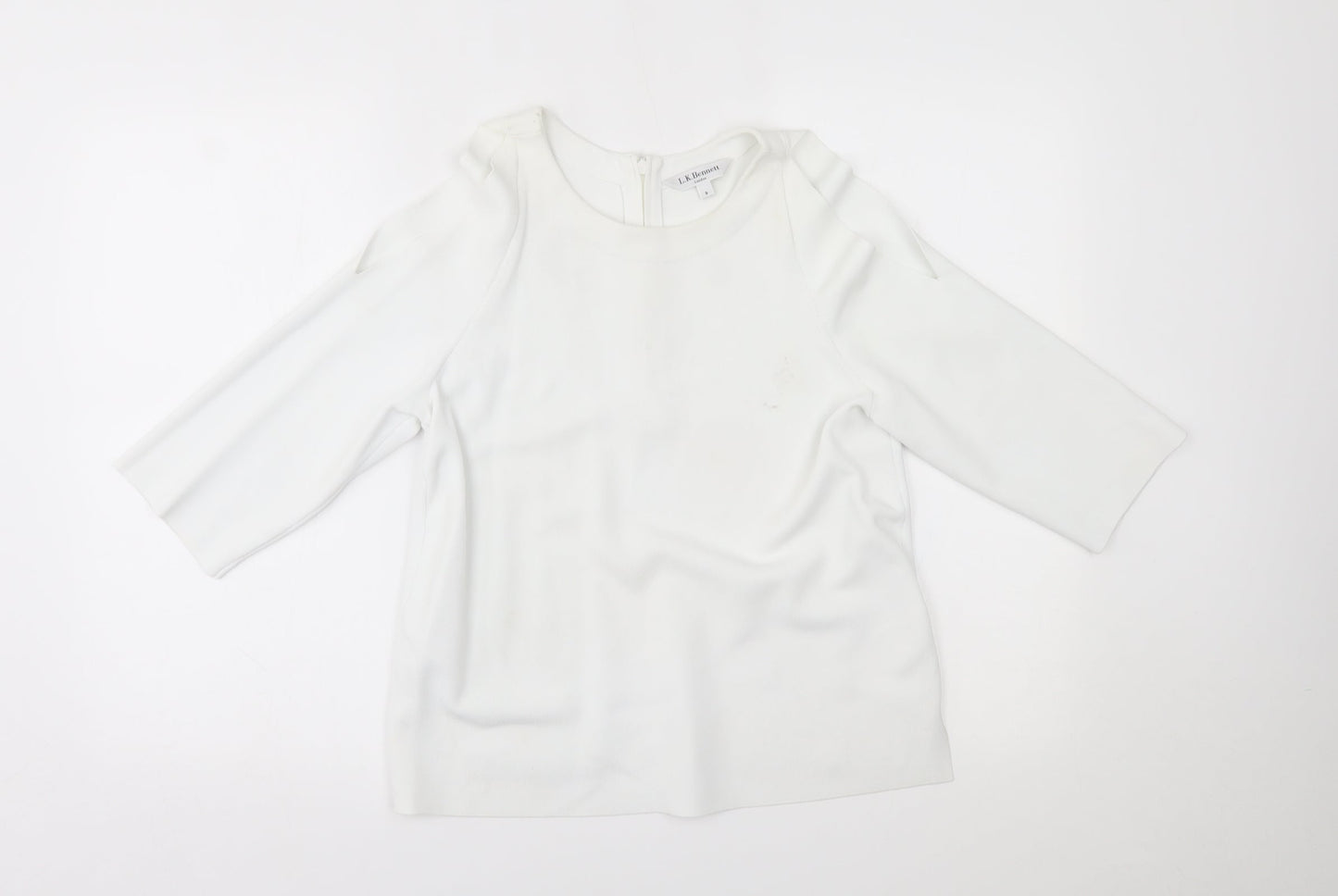 LK Bennet Womens White   Basic T-Shirt Size S  - shoulder slits