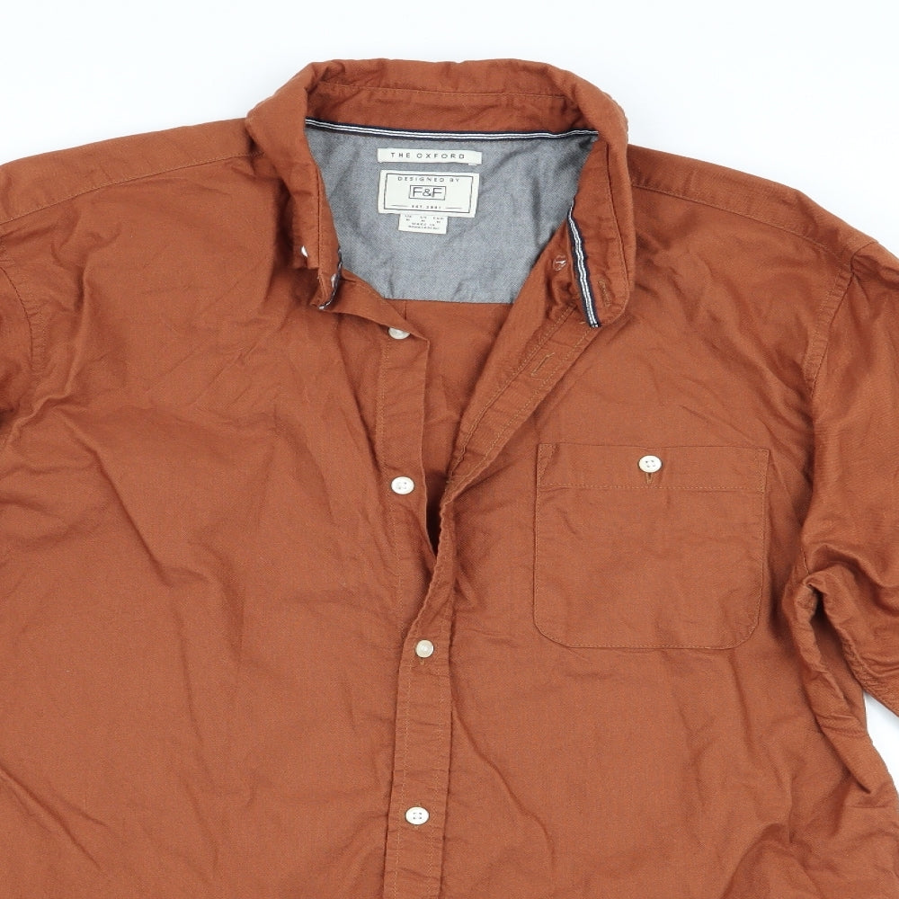 Florence and Fred Mens Brown    Button-Up Size M