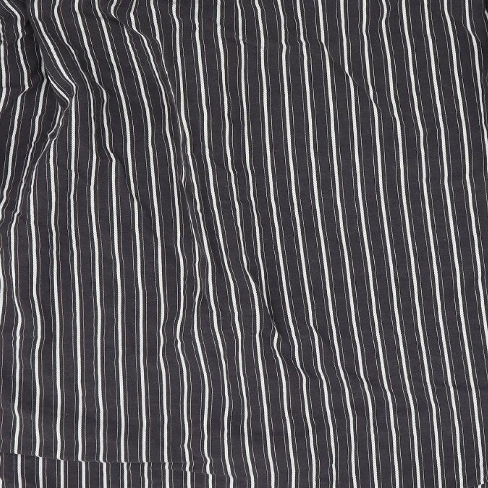 John Master Mens Brown Striped   Button-Up Size L