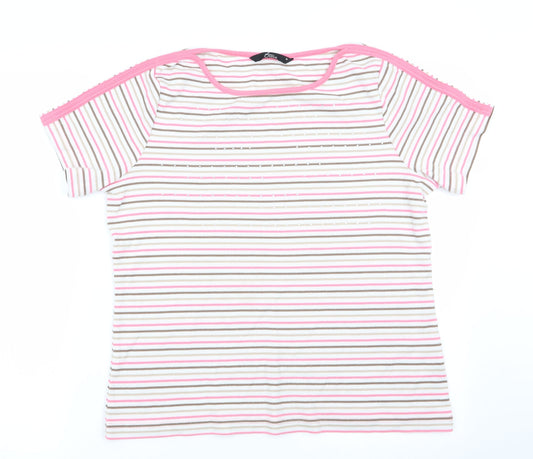 BM Casual Womens Pink Striped  Tunic T-Shirt Size M
