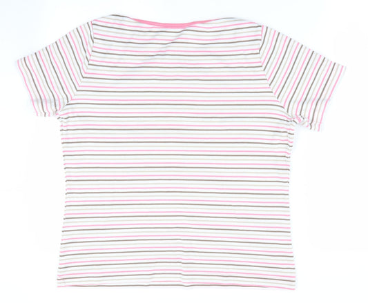 BM Casual Womens Pink Striped  Tunic T-Shirt Size M