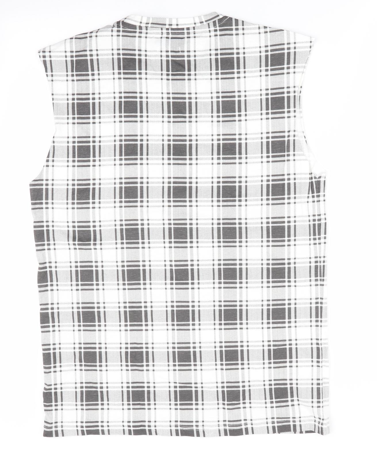 Another Influence Womens Black Check  Basic T-Shirt Size S  - Longline T-Shirt