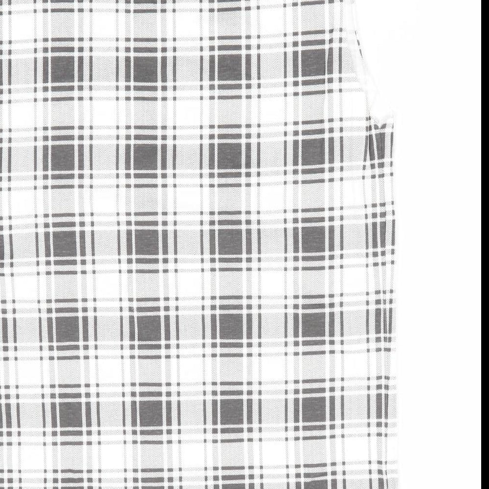 Another Influence Womens Black Check  Basic T-Shirt Size S  - Longline T-Shirt