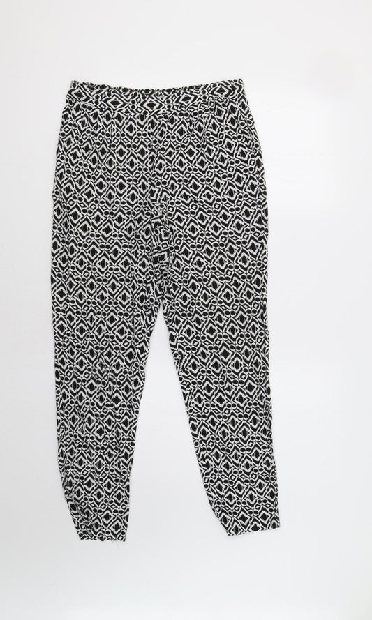Papaya Womens Black Geometric  Trousers  Size 8 L29 in