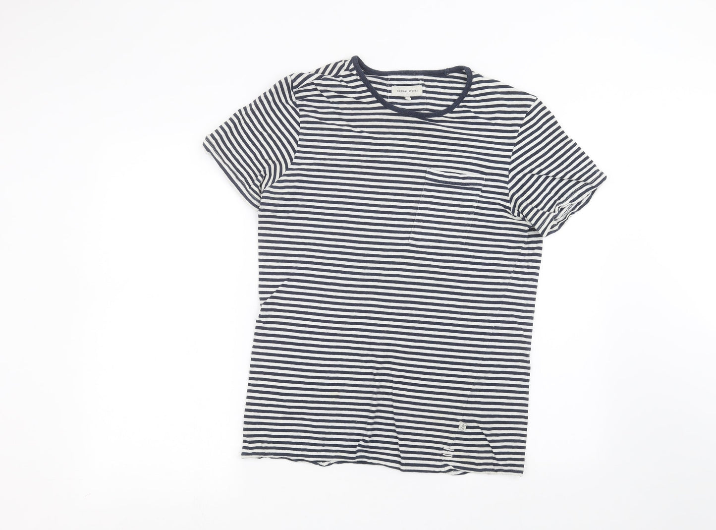 casual friday Womens White Striped  Basic T-Shirt Size M