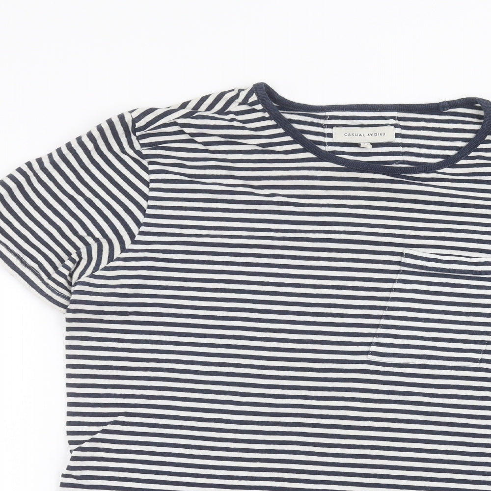 casual friday Womens White Striped  Basic T-Shirt Size M