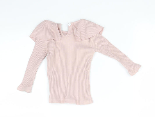 Preworn Girls Pink Striped  Basic T-Shirt