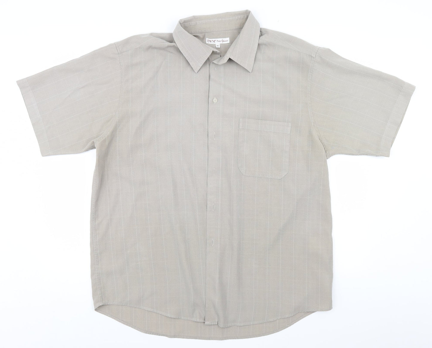 EWM Mens Green Plaid   Button-Up Size XL