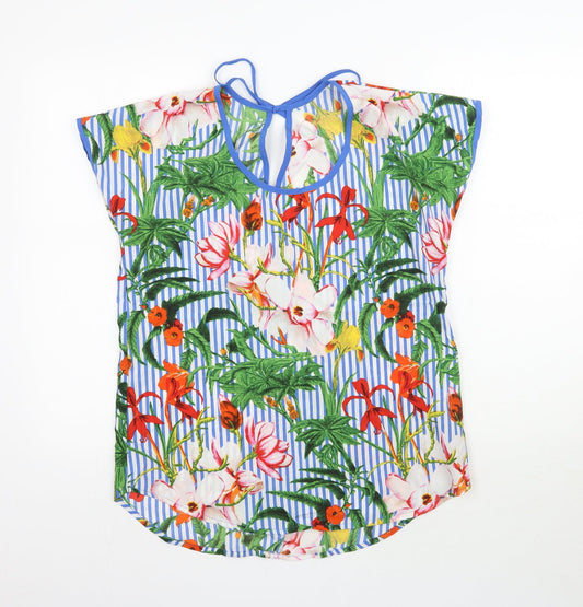 Pep & Co Womens Multicoloured Floral  Basic Blouse Size 10  - Striped & Floral Print