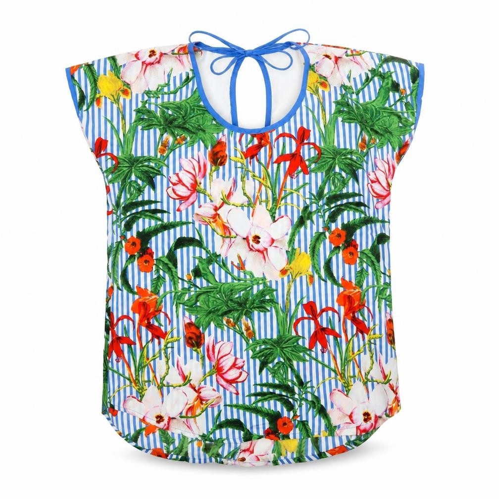 Pep & Co Womens Multicoloured Floral  Basic Blouse Size 10  - Striped & Floral Print