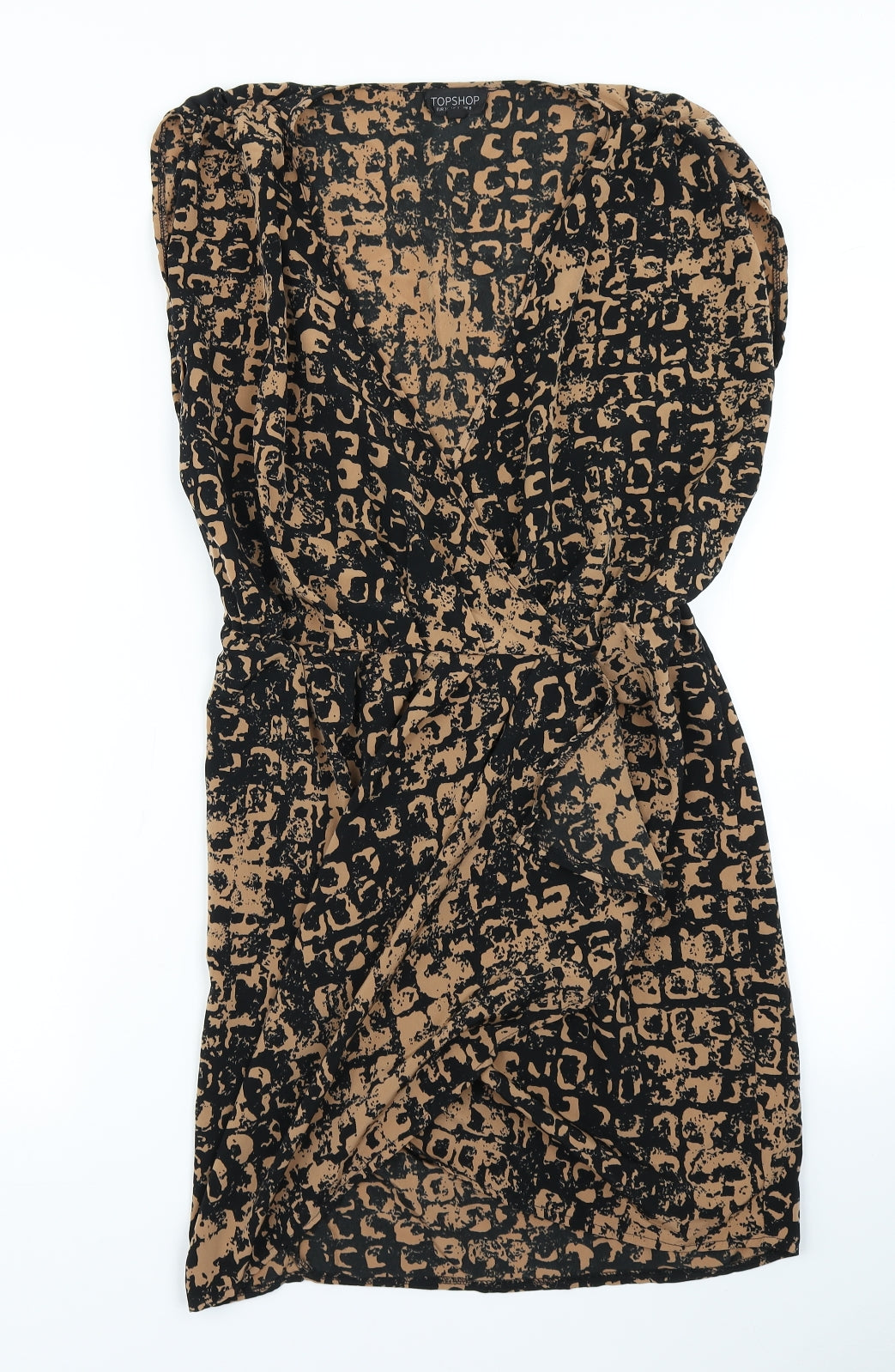 Topshop Womens Brown Geometric  Wrap Dress  Size 8