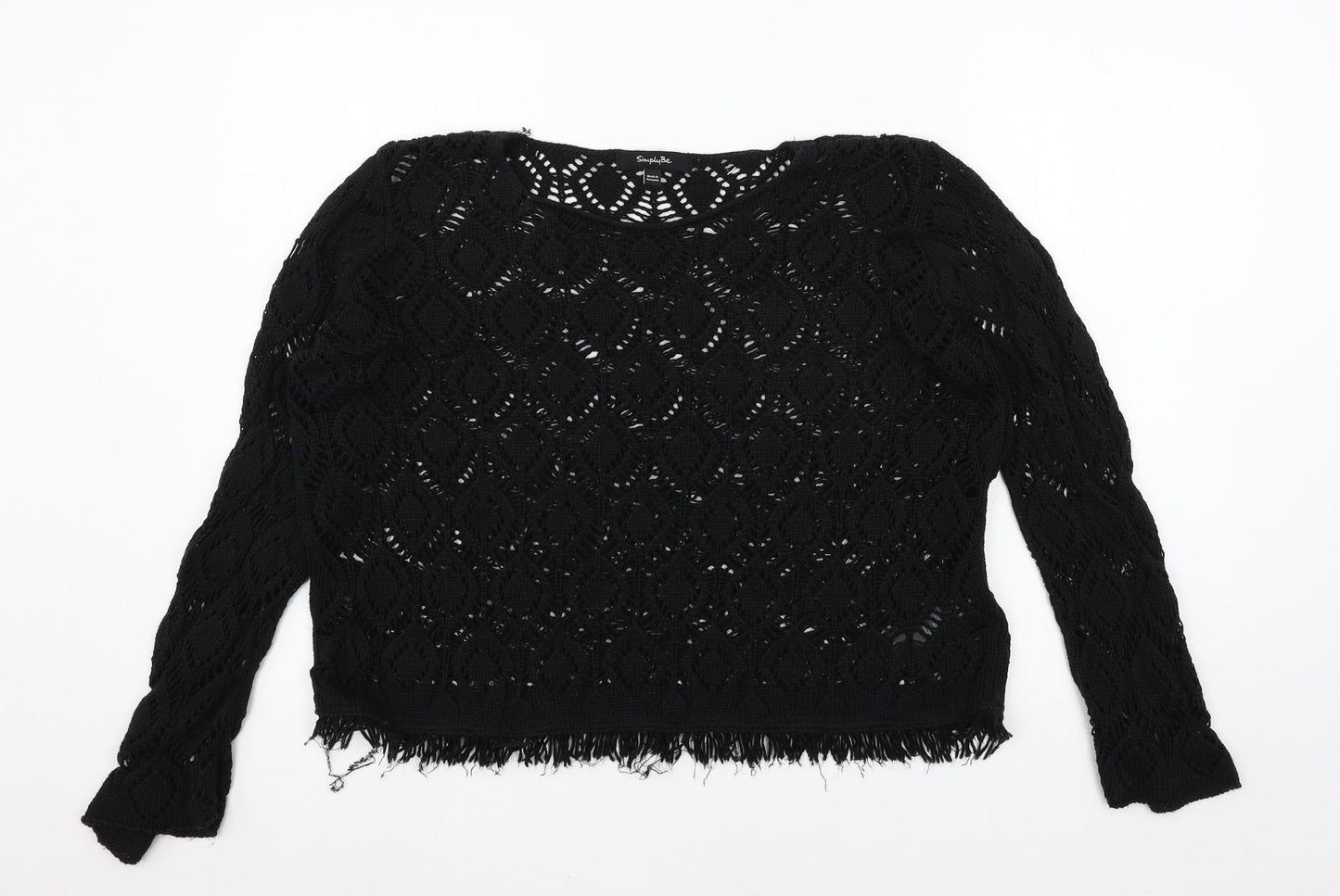 Simply Be Womens Black  Knit Pullover Jumper Size 16