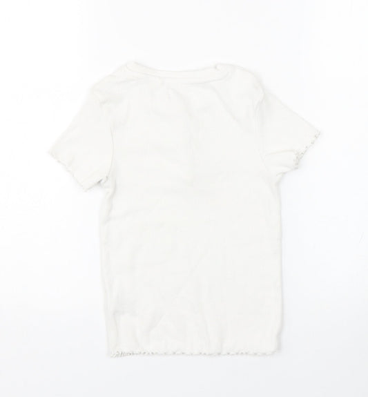 NEXT Girls White   Basic T-Shirt Size 6 Years