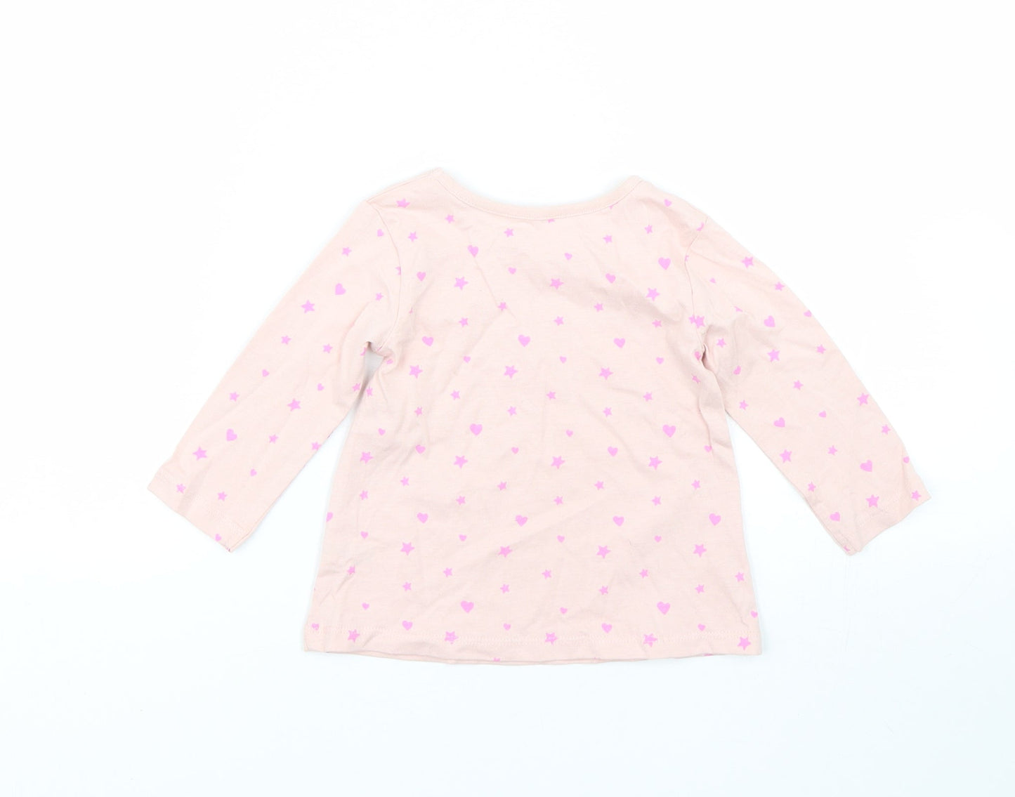George Girls Pink Polka Dot  Basic T-Shirt Size 6-9 Months