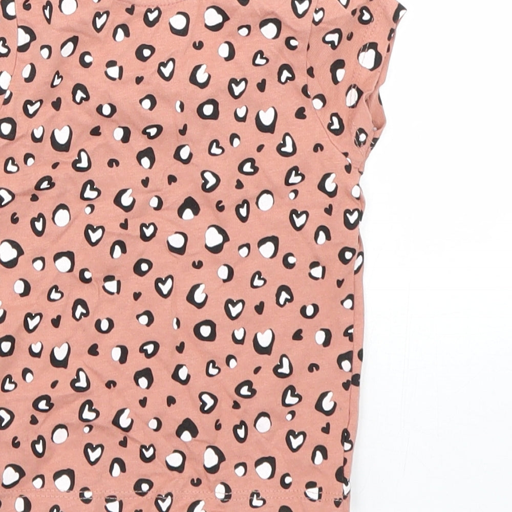 Primark Girls Pink Animal Print  Basic T-Shirt Size 6-9 Months