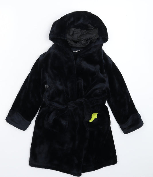 4Kidz Girls Black Solid Fleece Kimono Robe Size 4-5 Years