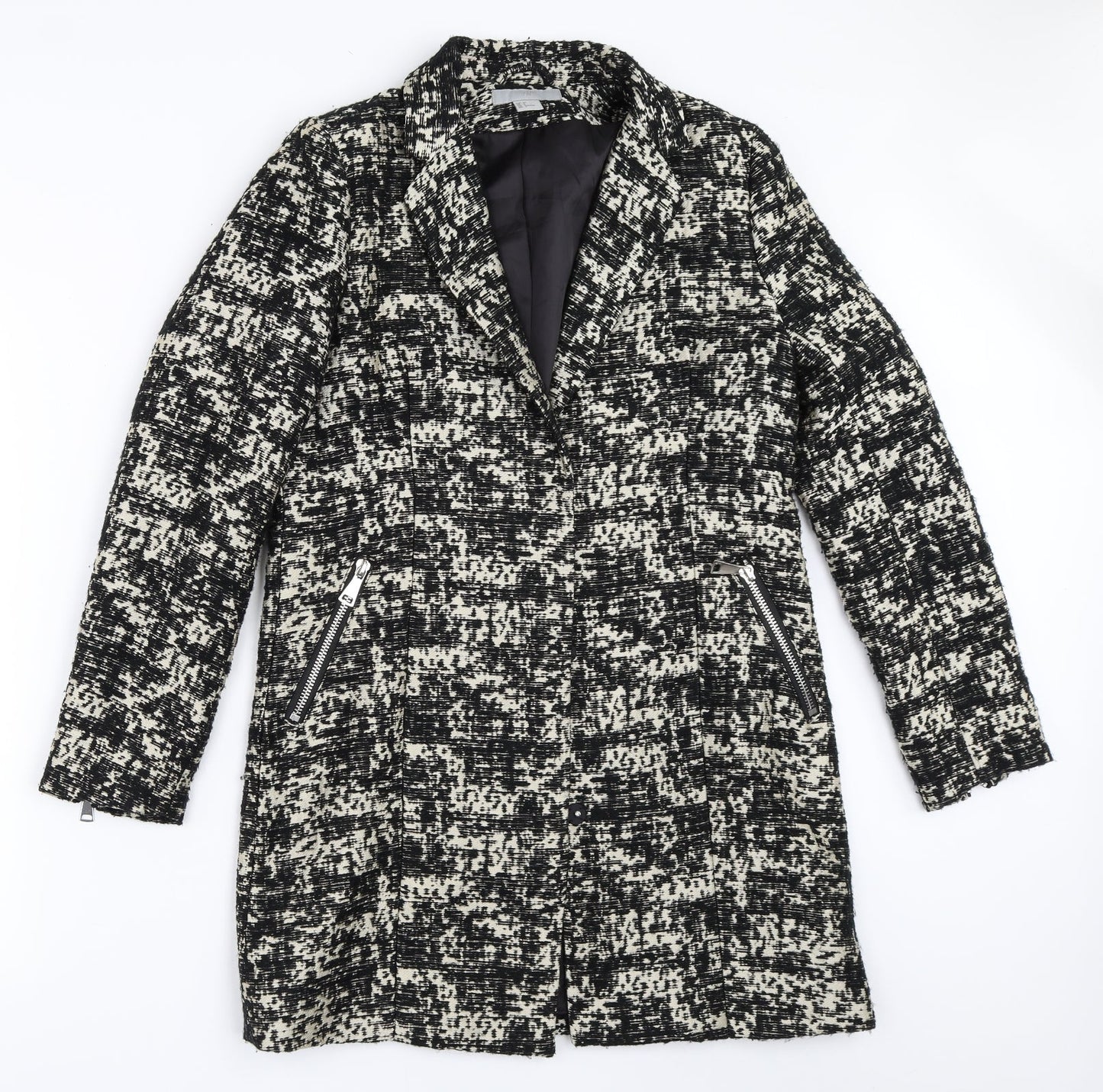H&M Womens Black   Overcoat Coat Size 36